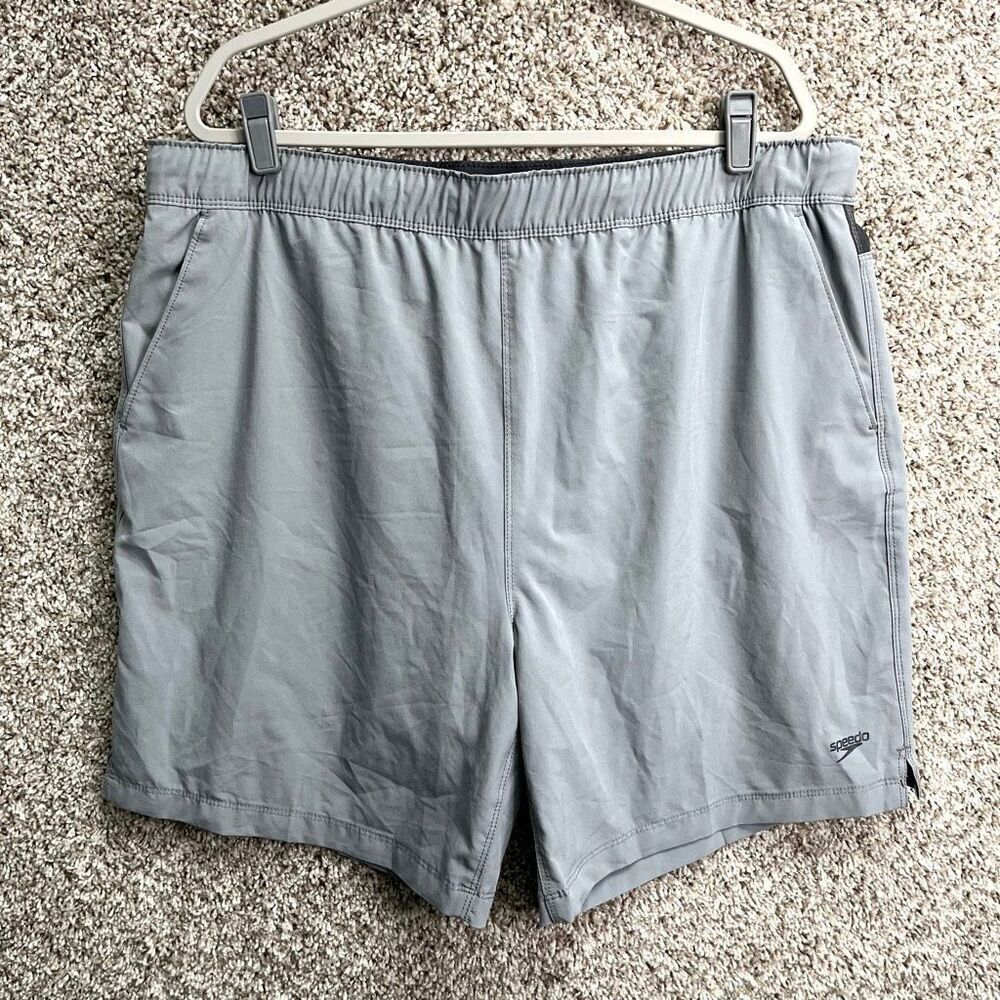 Speedo Swim‎ Trunks Men’s XXL Gray Tech Volley 8” Board Shorts